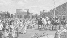 Картина из архива Олега Семченко, изображающая тот самый День города (фрагмент)