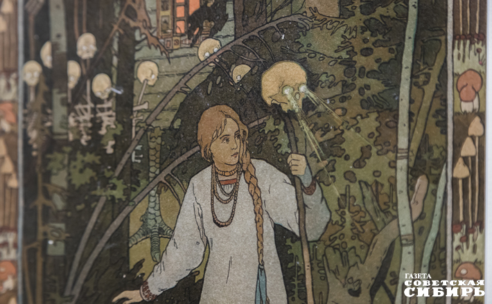 В каждой иллюстрации заключен большой смысл. «Если говорить о «Василисе», раньше детей в 14–15 лет отправляли в лес: мол, если вернется, значит он уже взрослый, готов к сложностям взрослой жизни. Мне нравится серия «Царь Салтан» — здесь есть параллели с японской гравюрой. Автор не только использует в своих работах русские орнаменты, он изучал и модерн, и японскую гравюру. Сама серия развивается как театральная постановка: что происходило, как развивалось и чем закончилось — все-таки град стоит и продолжает жить,» — рассказывает Олеся Погадаева. Фото: Андрей Заржецкий