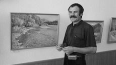Родион Зиновьев у своей картины «Лето».