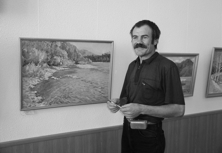 Родион Зиновьев у своей картины «Лето».