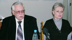 Александр и Светлана Покрышкины во время пресс-конференции.