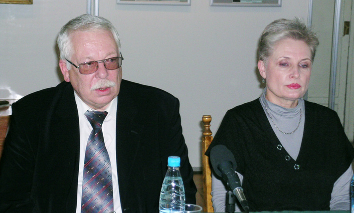 Александр и Светлана Покрышкины во время пресс-конференции.