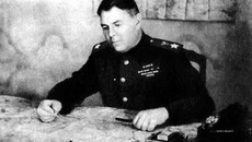 Представитель Ставки, начальник Генерального штаба маршал Василевский во время Белорусской операции.