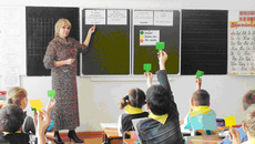 Надежда Багданцева во время урока.