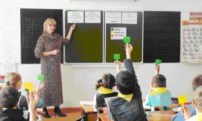 Надежда Багданцева во время урока.