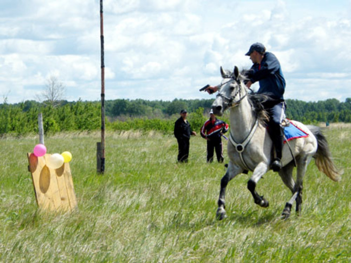 Стрельба из пистолета — военно-прикладной вид конного спорта.