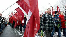 Выступления националистов не являются редкостью в Латвии. На снимке прошлогоднее шествие ветеранов латышского легиона SS.