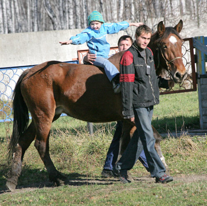 Выйду погулять хорошим днем с конюхом, инструктором и конем.