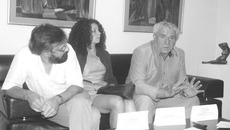 Участники третьей выставки «Точка отсчета» в галерее «Декарт» — художники Вадим Иванкин, Евгения Шадрина и Михаил Омбыш-Кузнецов.