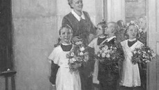 Александр КЕРЖНЕР. «В первый класс», холст, масло, 1950 г.