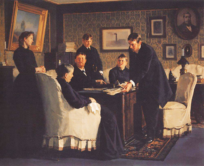 «Семейные расчеты (Раздел по наследству)». Николай Неврев, 1888 год.