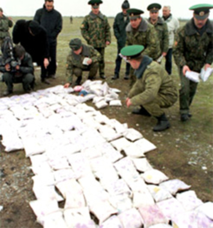 Партии афганского героина, задержанные на российской границе.