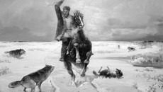 Картина «Схватка с волками». Фото Евгения ПРОКОПОВА