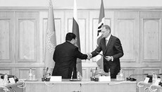 Подписание меморандума о сотрудничестве между правительством Новосибирской области и акиматом Павлодарской области Республики Казахстан. Фото пресс-службы губернатора и правительства НСО