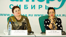 Татьяна Дедигурова и Любовь Куделя на пресс-конференции. Фото Екатерины КАЛИНЕВОЙ