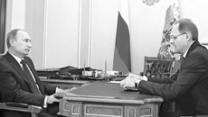 Встреча Президента России Владимира Путина с губернатором Новосибирской области Василием Юрченко. Фото пресс-службы Президента России