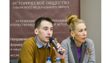 Екатерина Болдырева, директор АНО «Историческое общество Сибирского федерального округа» (Новосибирск), Евгений Перемитин (МАОУ Школа «Перспектива», военно-исторический клуб «Томский пехотный полк», Томск)