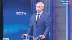 Андрей Травников в студии «Вести Новосибирск». Фото: www.nsktv.ru